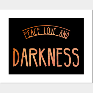 Peace Love and Darkness - Boho Goth - Bohemian Goth, Dark Hippie, Gothic - orange, red, sunset colors Posters and Art